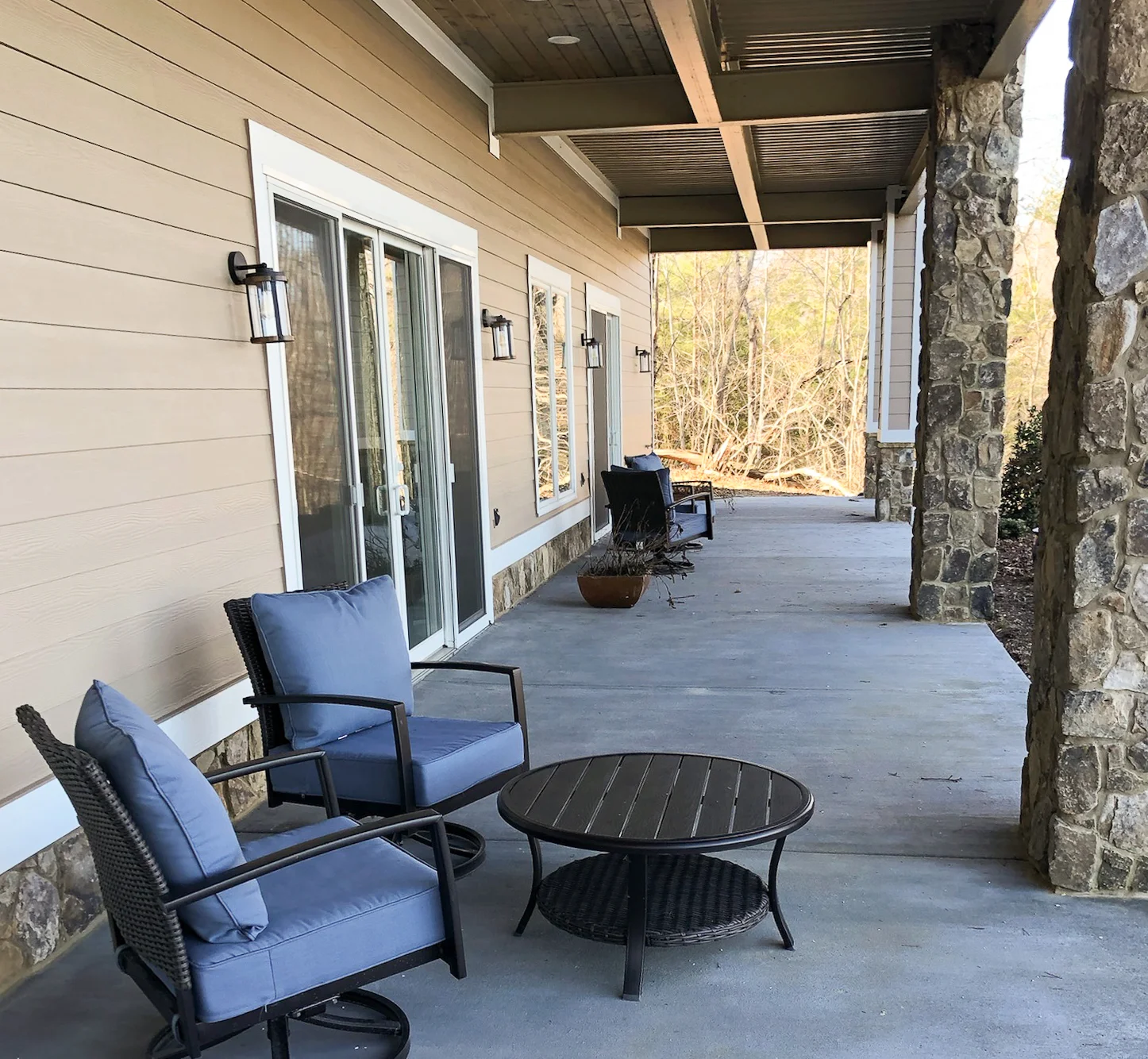 Serenity and Tranquility  patio with outdoor furniture at Riverside Bed and Breakfast.